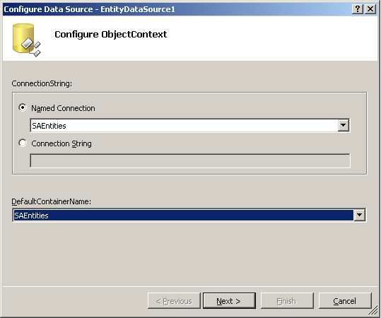 Configure ObjectContext for EntityDataSource