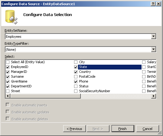 Configure Data Selection