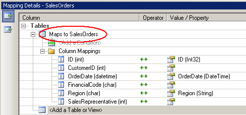 View Table Mapping Details