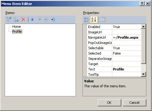 Edit Page Using Menu Item Editor