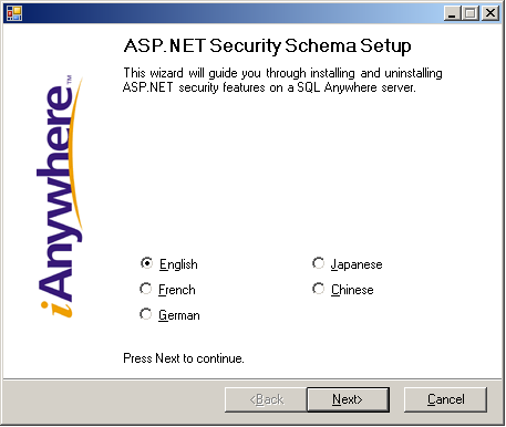 ASP.NET Providers Setup Wizard Step 1